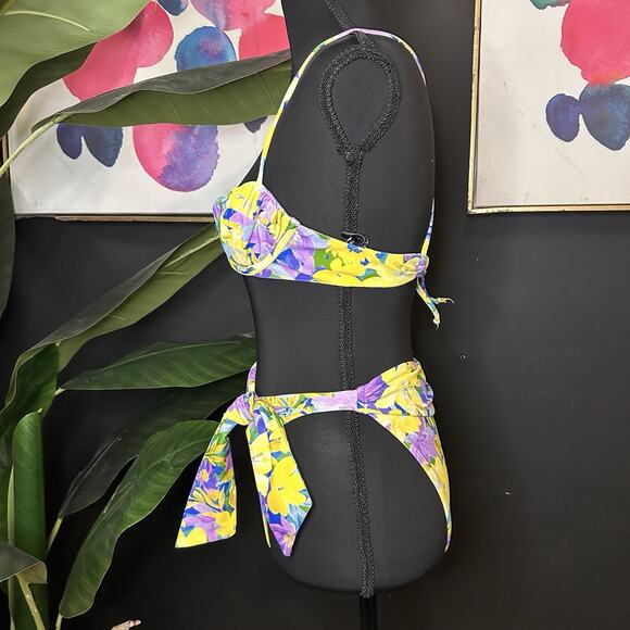 For Love & Lemons Floral Two Piece Swim Suit Cheeky Bikini Women's XS - Picture 3 of 4